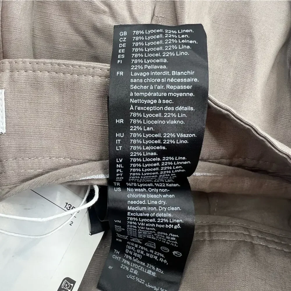 NWT COS Wide Leg Linen Blend Cargo Trousers Sz 2